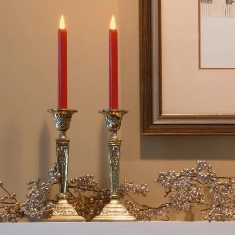 Crate&Barrel Red Taper Candle Set